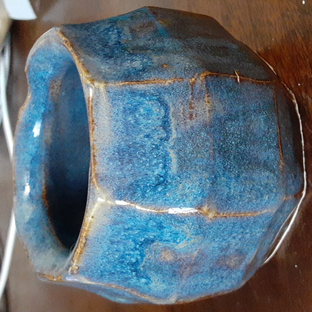 Small Handmade Blue Glaze Pottery Vessel